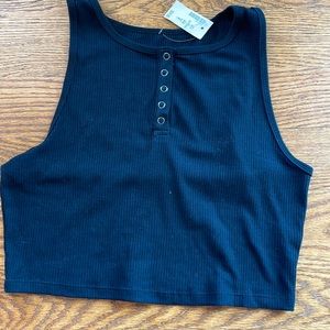 Aeropostale half-button black cropped tank top, size L, NWT